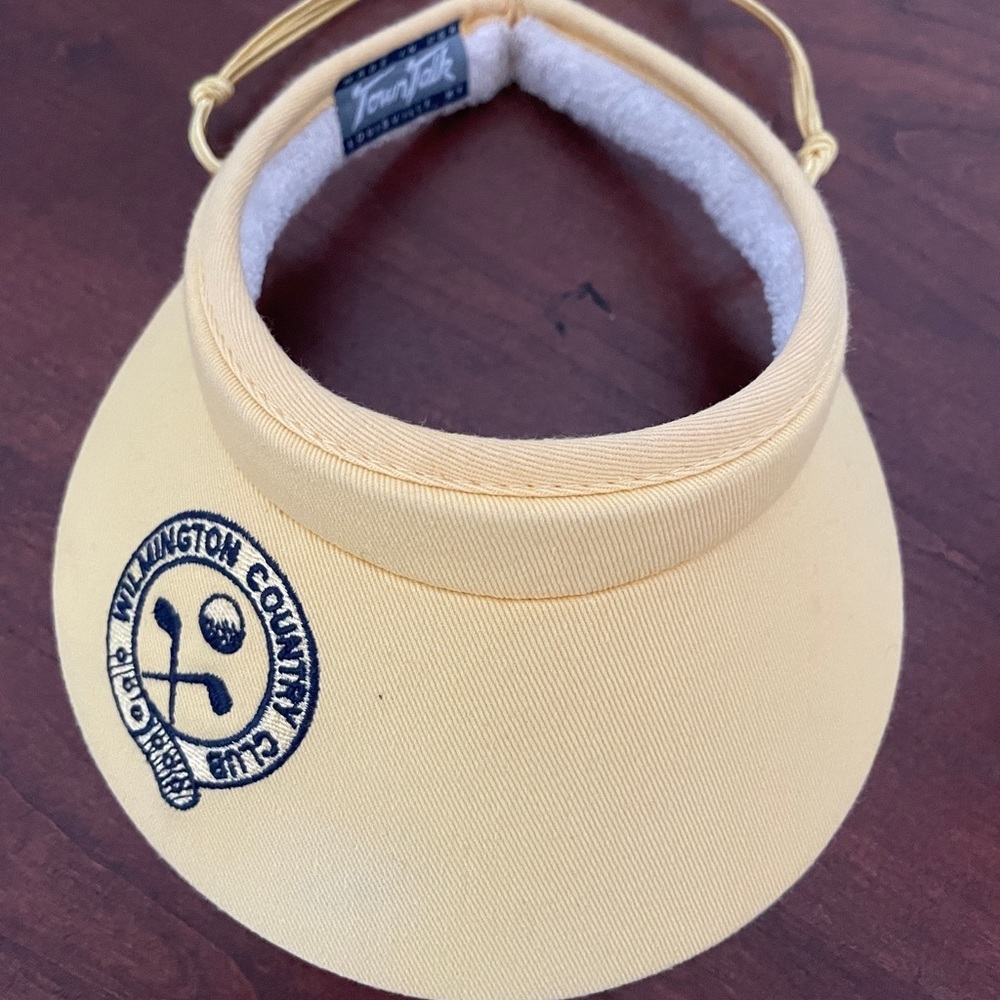 Vintage Wilmington Country Club Visor Yellow Fabric 80s Terrycloth Preppy Golf - Picture 5 of 13